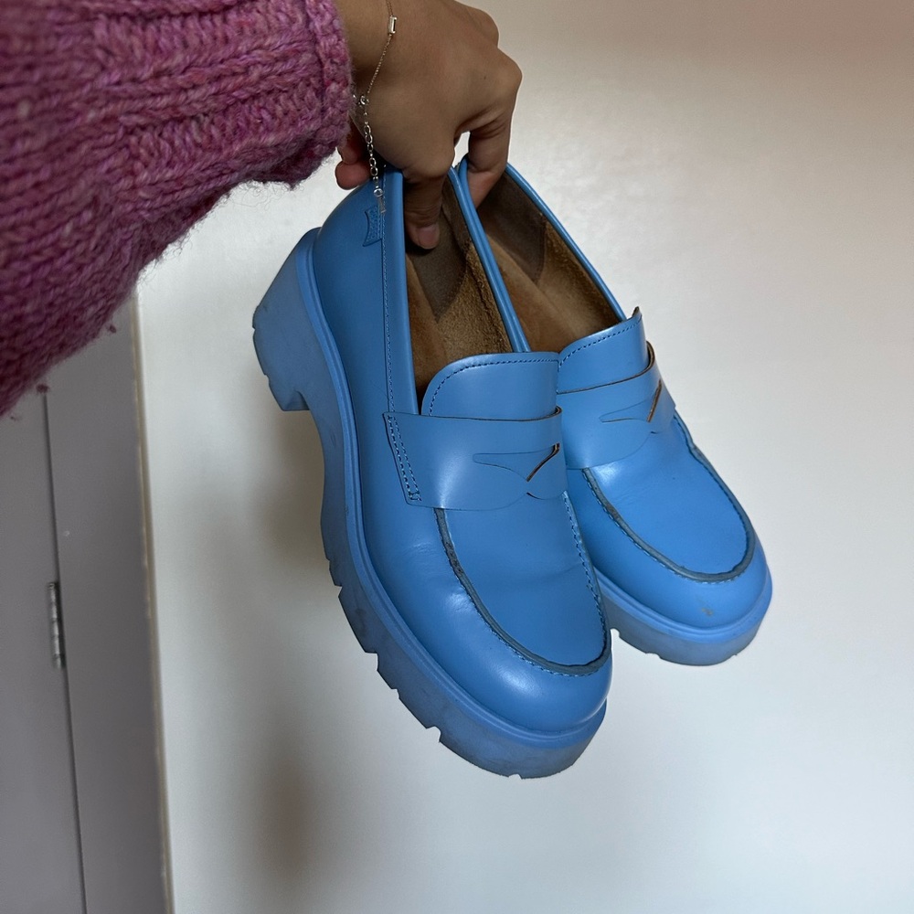 Camper Chunky Blue Leather Loafers